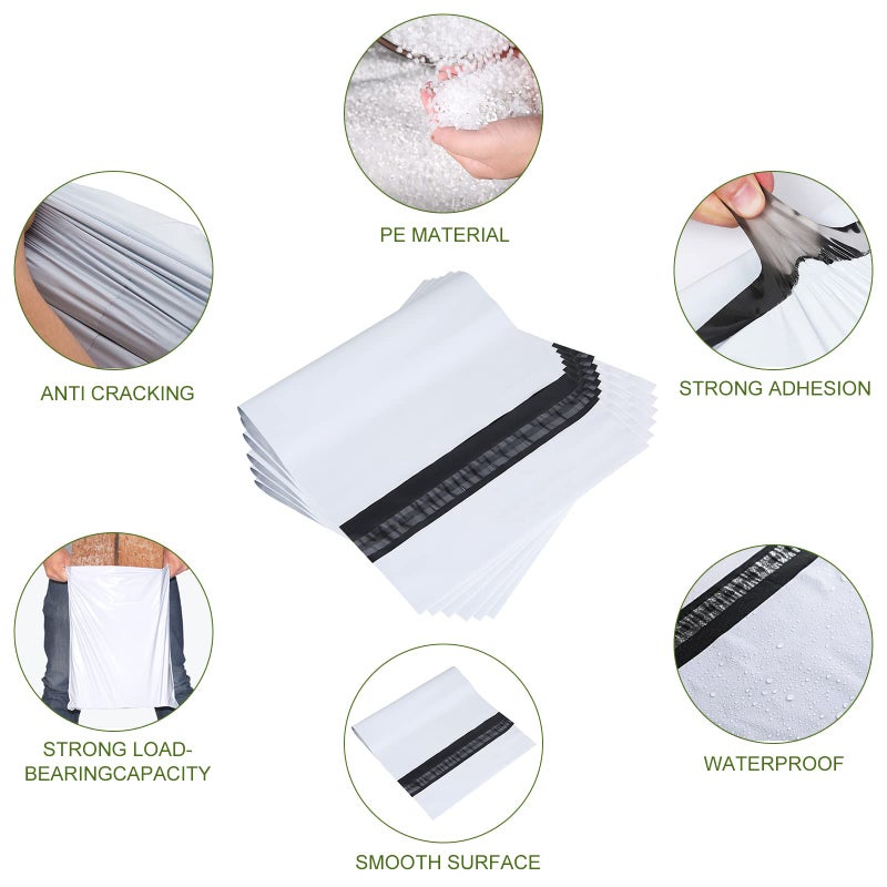 SJPACK 100pcs 14.5x19 Poly Mailers 2.5 Mil Envelopes Shipping Bags With Self Sealing Strip, White Poly Mailers - Image 3